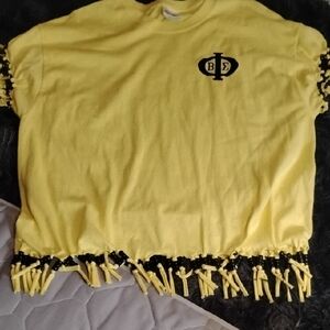 Men's Yellow Vintage Beta Sigma Phi Fraternity Beaded Fringed Shirt